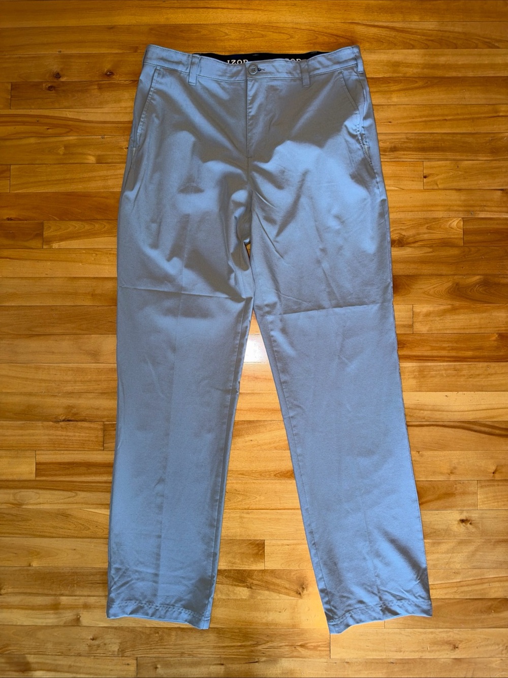 IZOD Golf Pants Mens 34x34 Gray Stretch Performance Flat Front Straight Leg